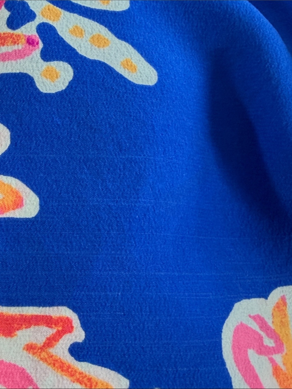 Lily Pulitzer 100% Silk Blue Floral Off-Shoulder Women’s Dress Sz S Bell Sleeve - Picture 11 of 12